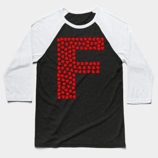 Letter F Heart Shape Initial Baseball T-Shirt